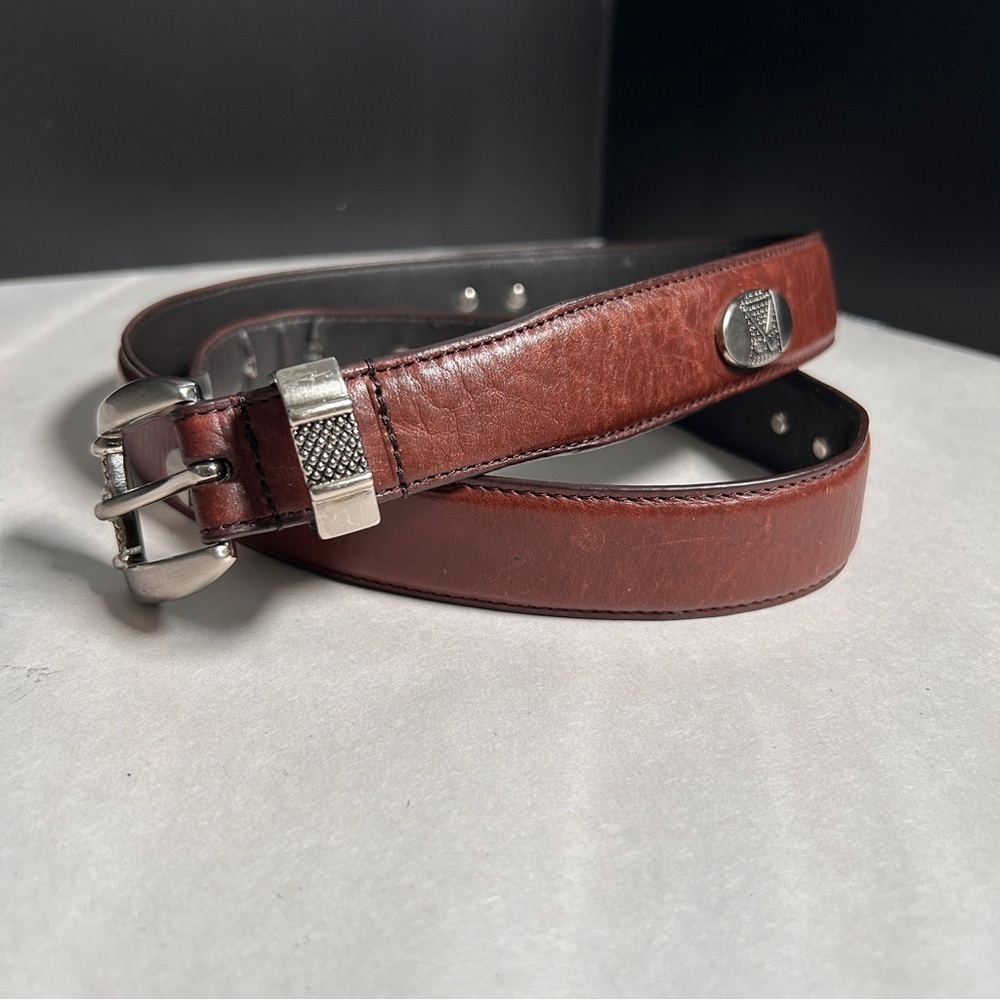 Golf Themed Belt women’s large Brown leather silver golf themed embellish *Read